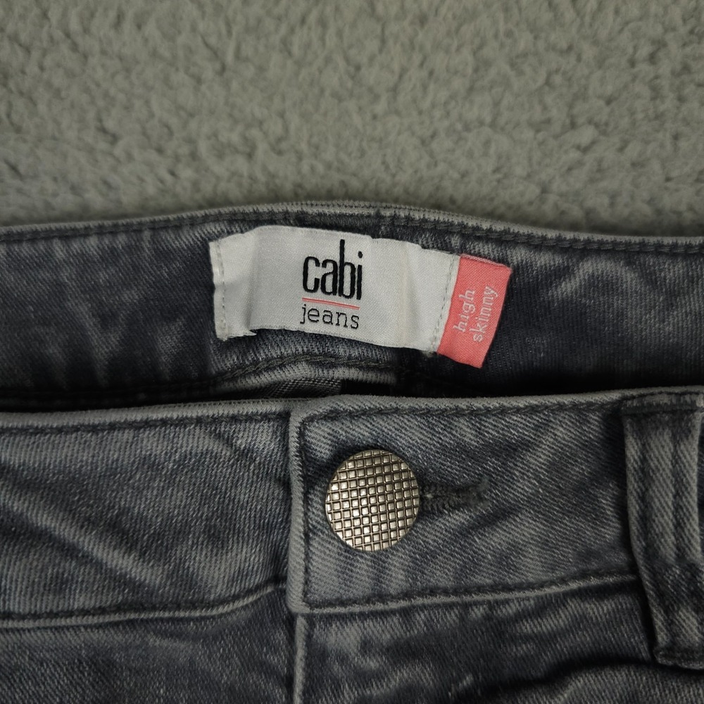 CAbi Jeans Womens 4 Washed Gray High Rise Skinny Distressed Busted Knees Denim - Picture 12 of 15